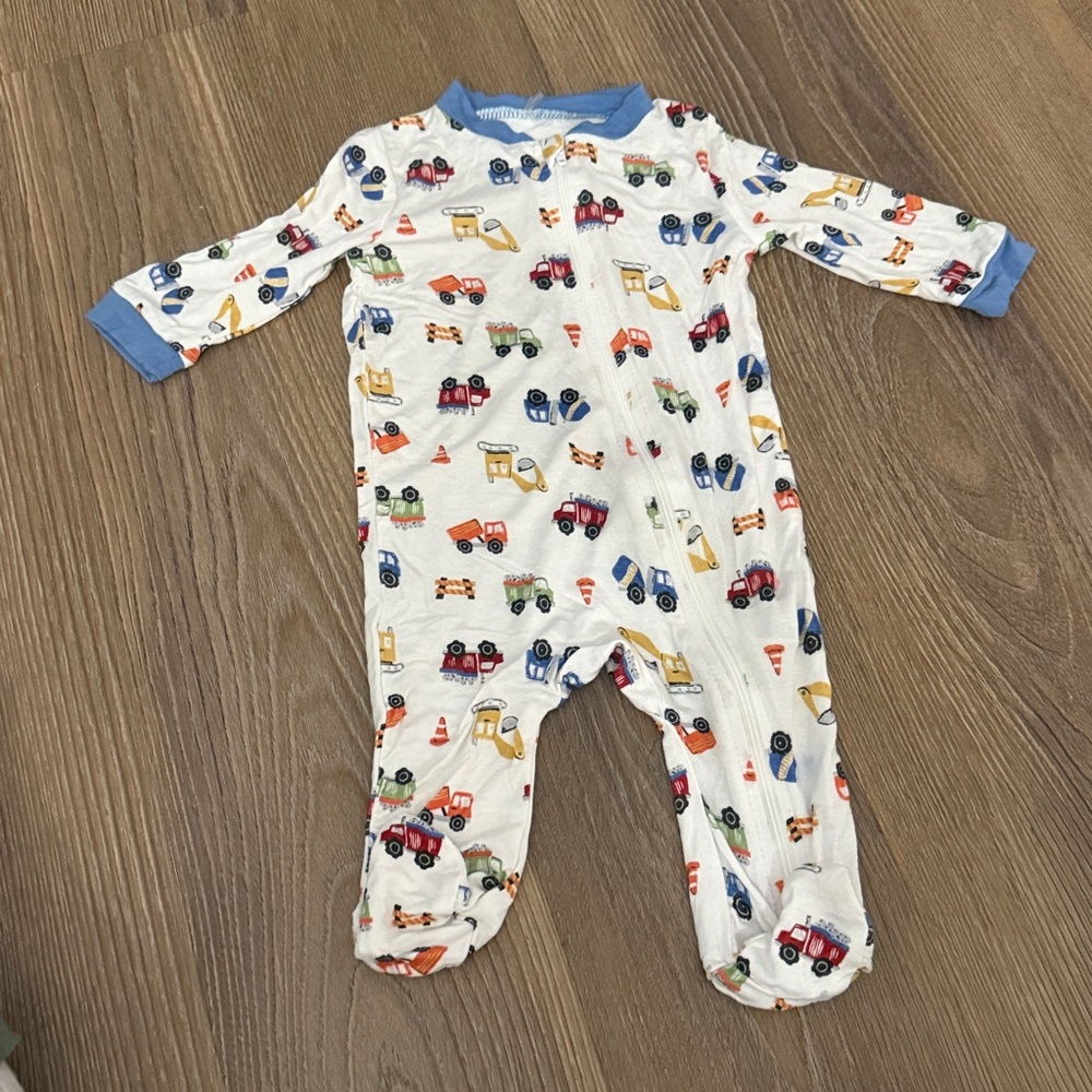 NWOT Milkberry construction truck print bamboo viscose footie
